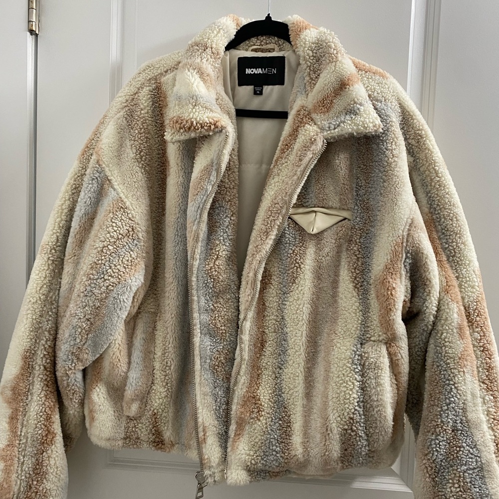 Cream and Tan Sherpa Jacket